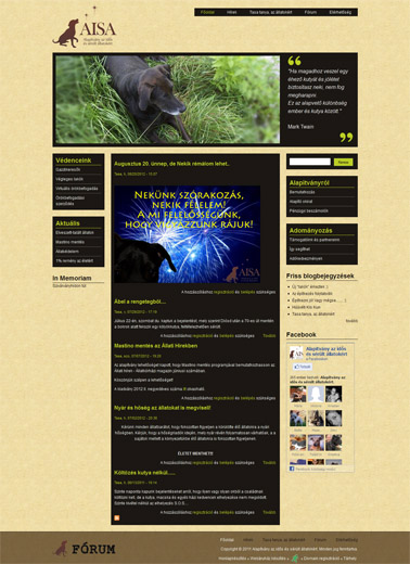 Az idős állatokért alapítvány honlapja